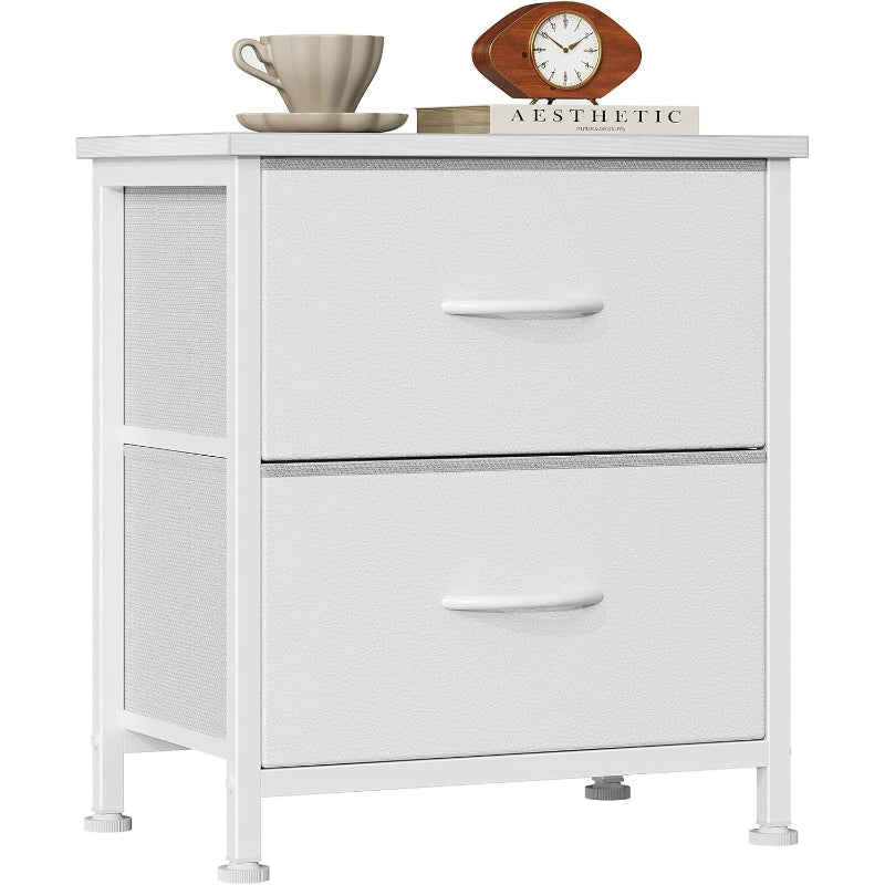 White 2‑Drawer Bedroom Nightstand Table