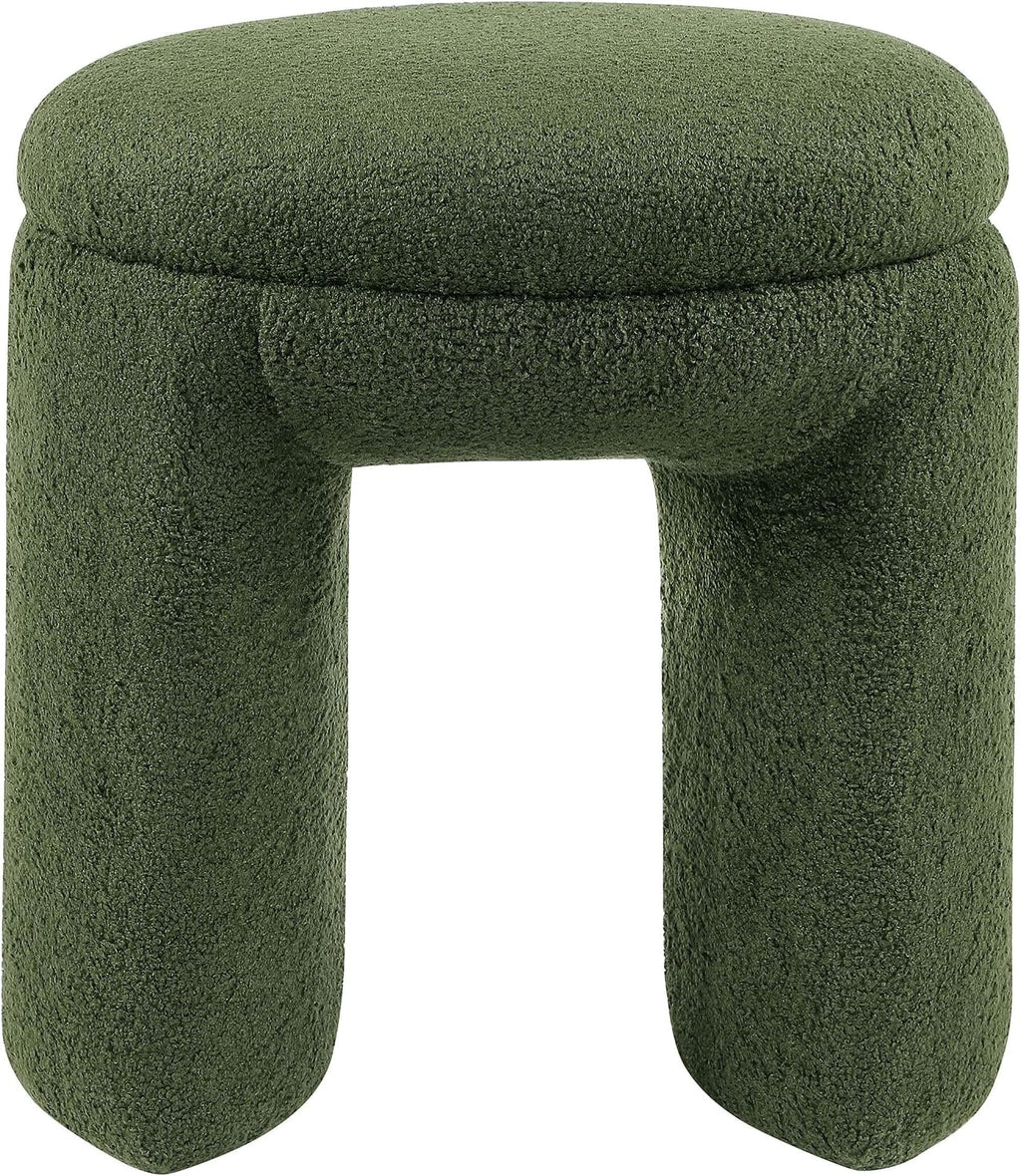 Green Wood Modern Upholstered Vanity Stool