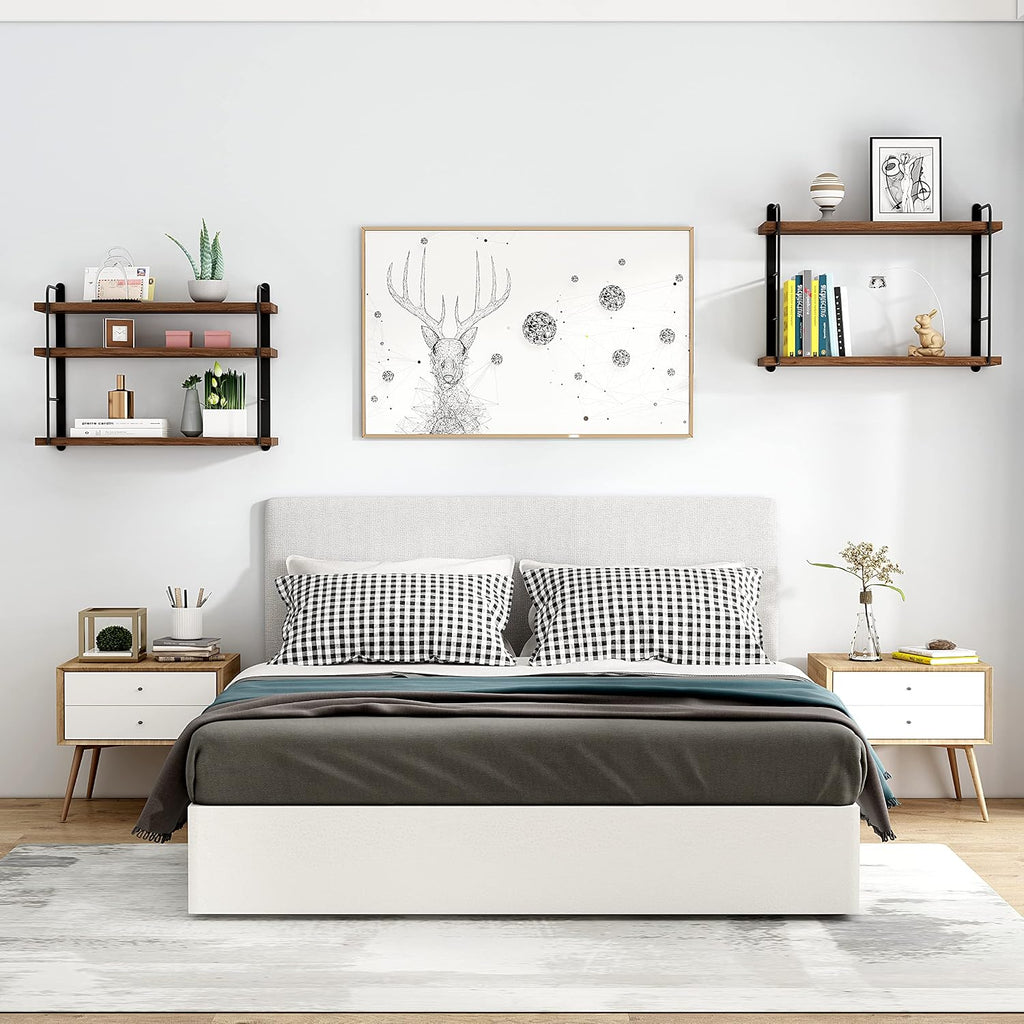 Brown Floating Wall‑Mounted Bookshelves