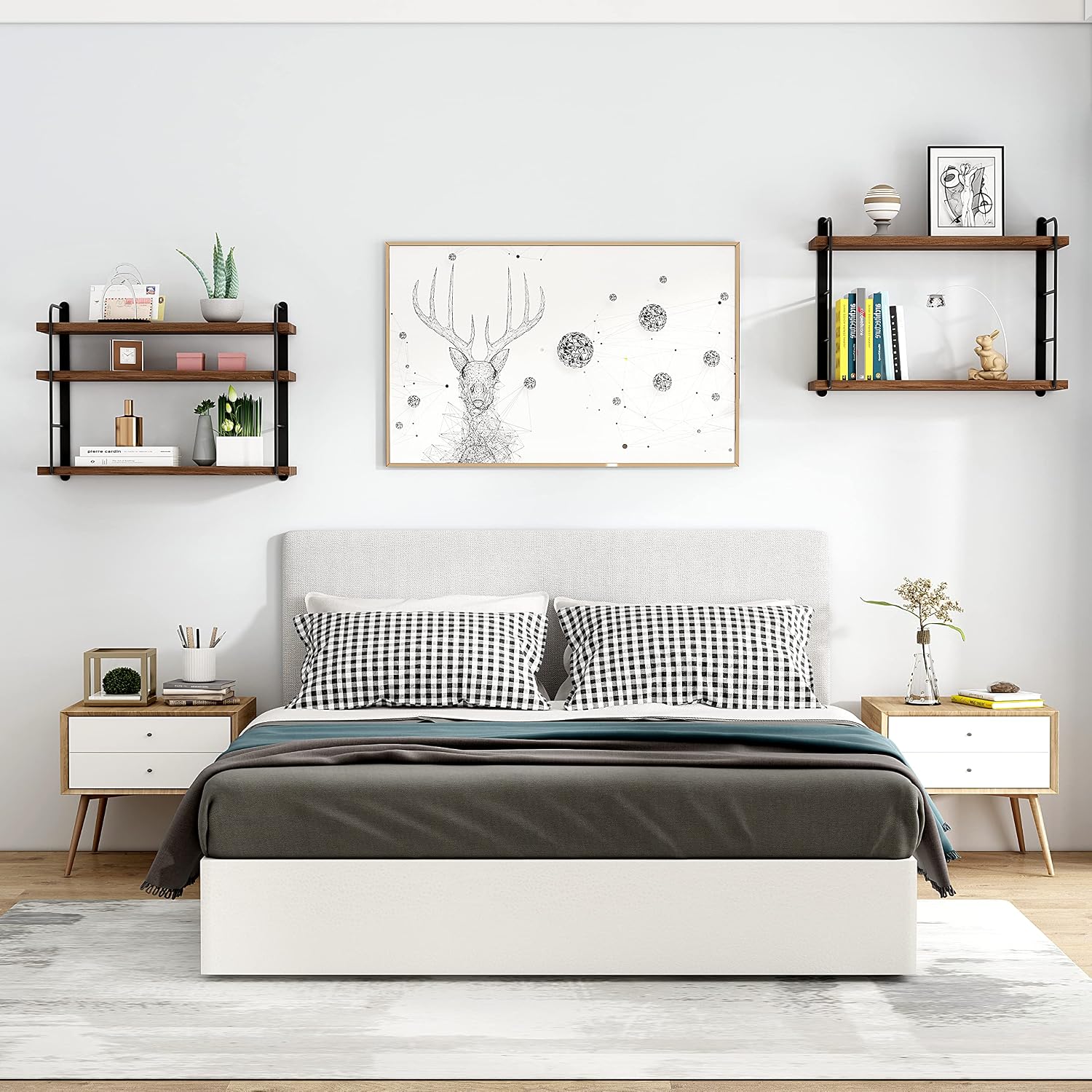 Brown Floating Wall‑Mounted Bookshelves
